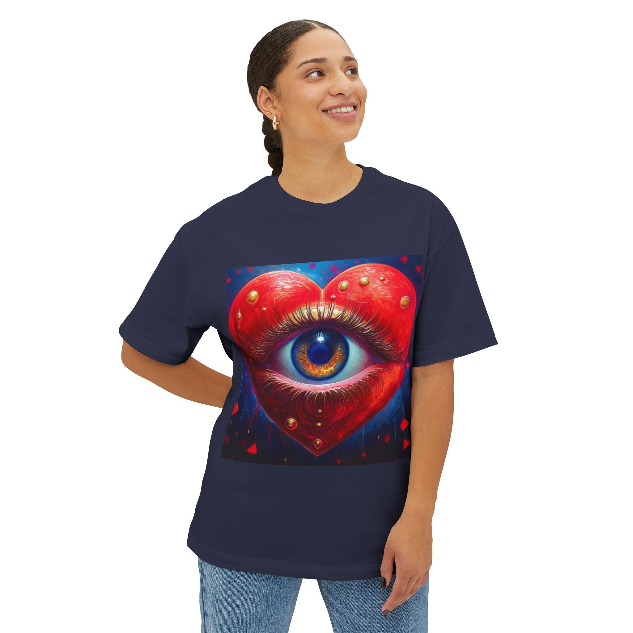 Artistic Heart Eye Oversized Tee | Unisex T-Shirt for Love, Gift for Art Lovers, Casual Wear, Streetwear, Valentine's Day
