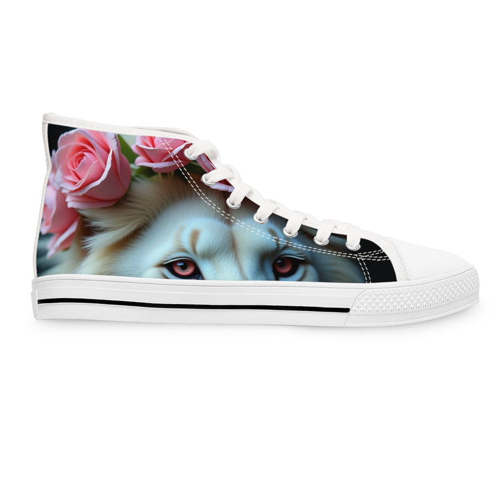 Sneakers White Lion Pink Rose High Tops