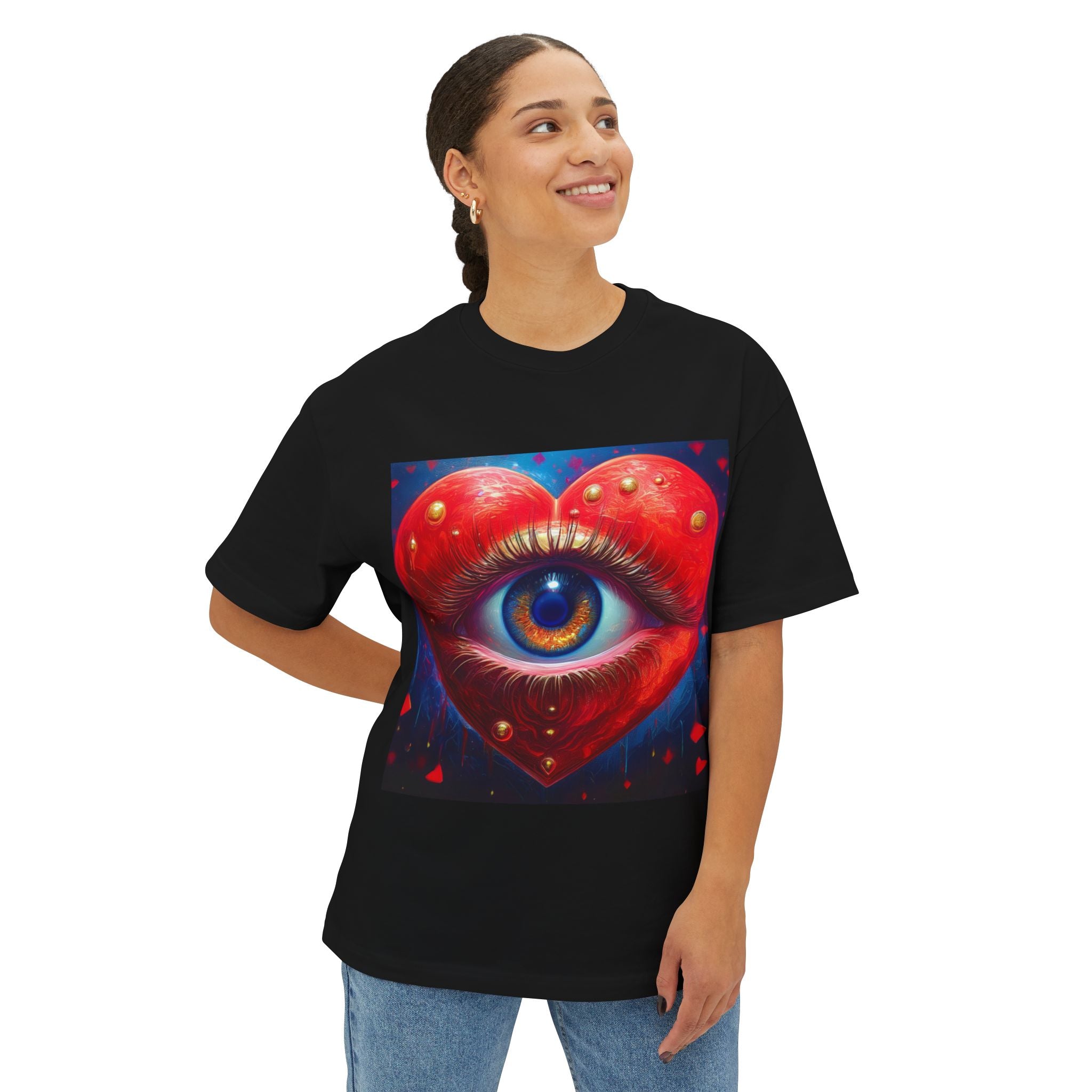 Artistic Heart Eye Oversized Tee | Unisex T-Shirt for Love, Gift for Art Lovers, Casual Wear, Streetwear, Valentine's Day