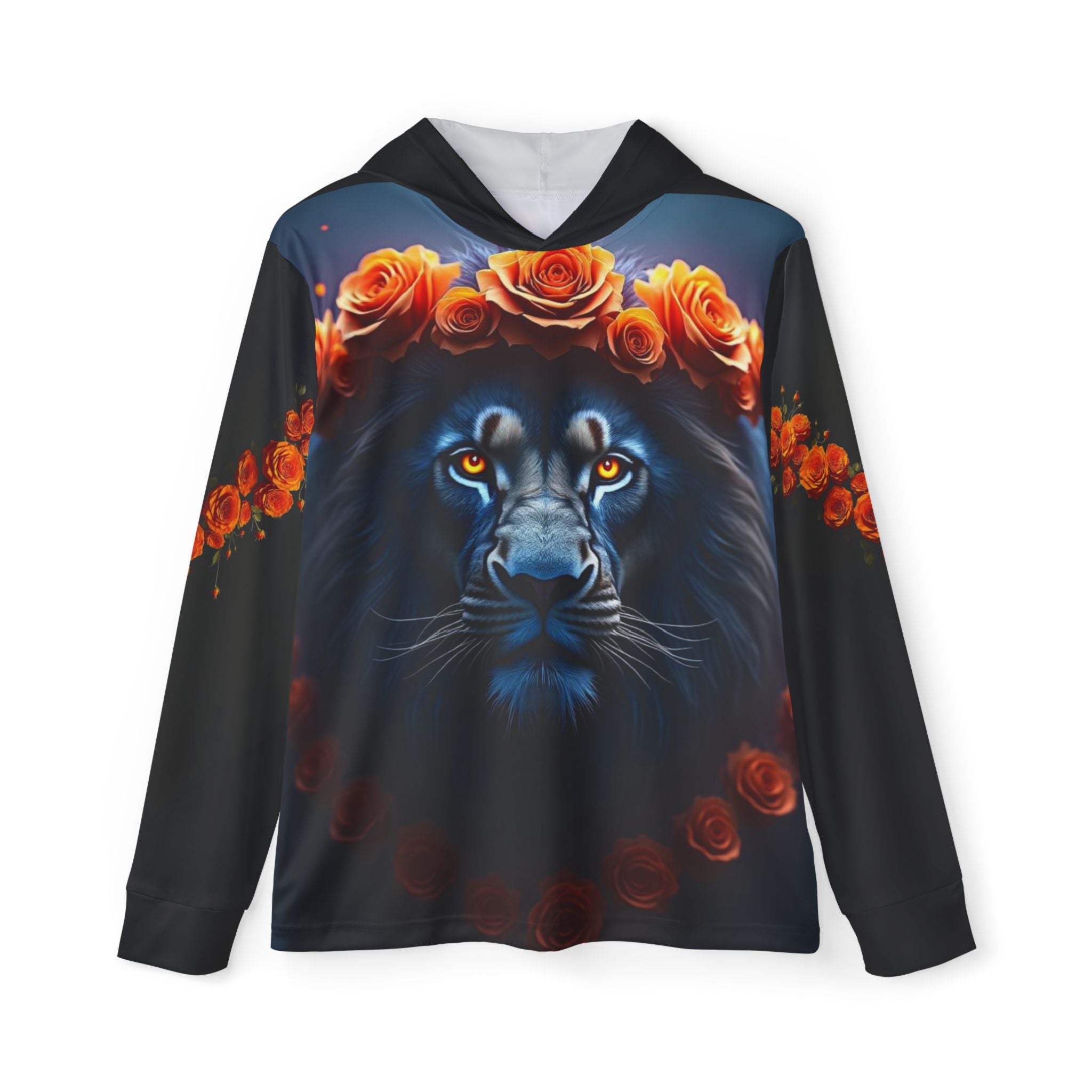 Lion King Orange Wreath Hoodie — Majestic Lion with Rose Wreath