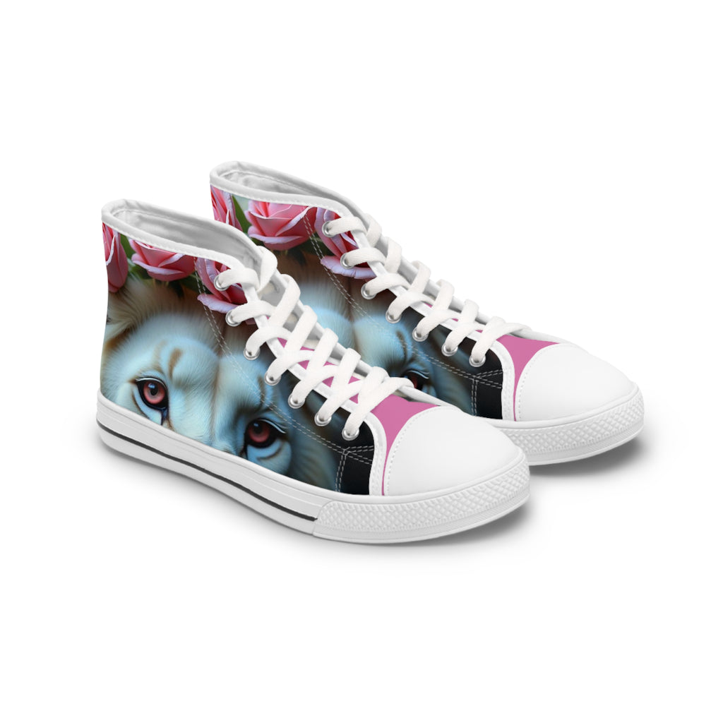 Sneakers White Lion Pink Rose High Tops