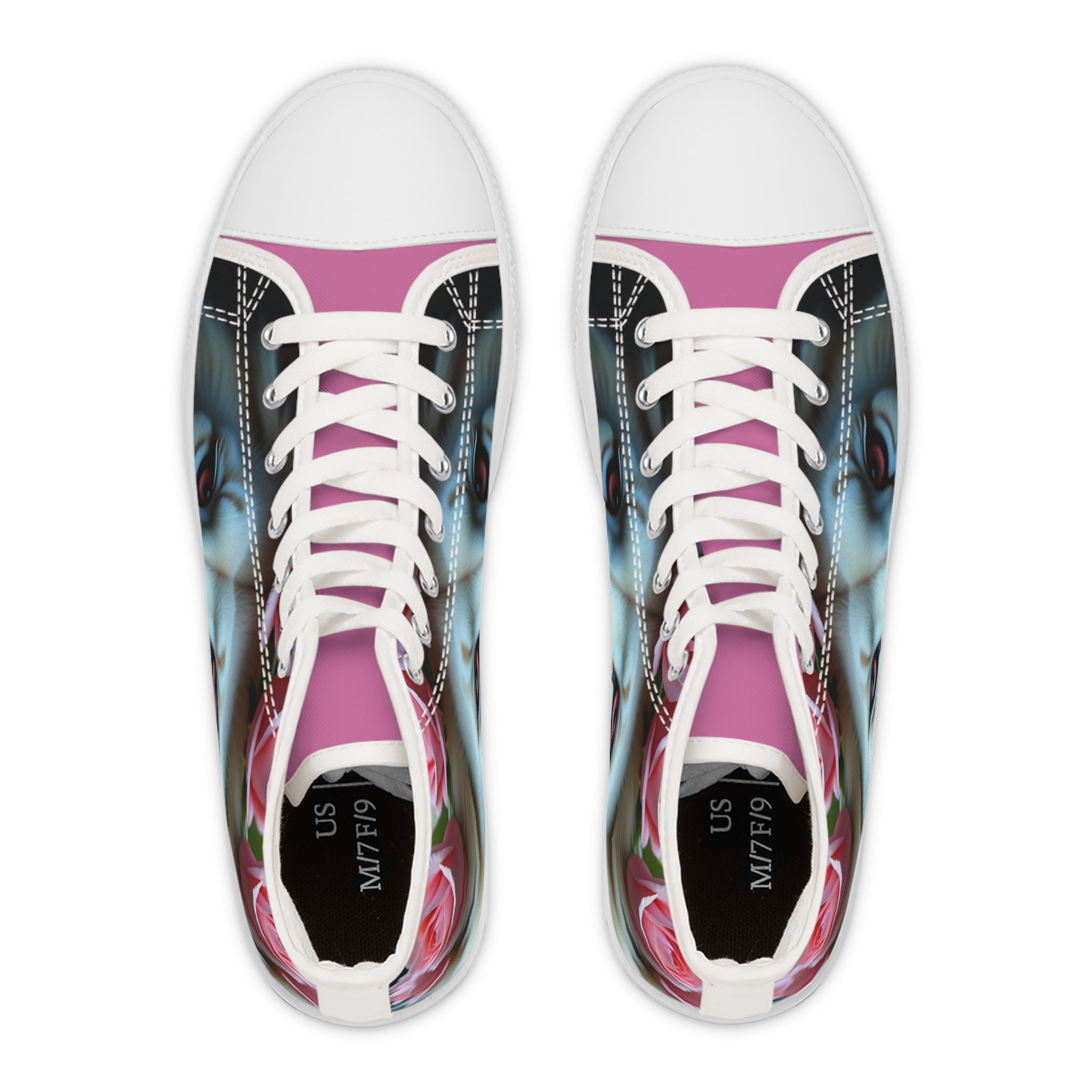 Sneakers White Lion Pink Rose High Tops