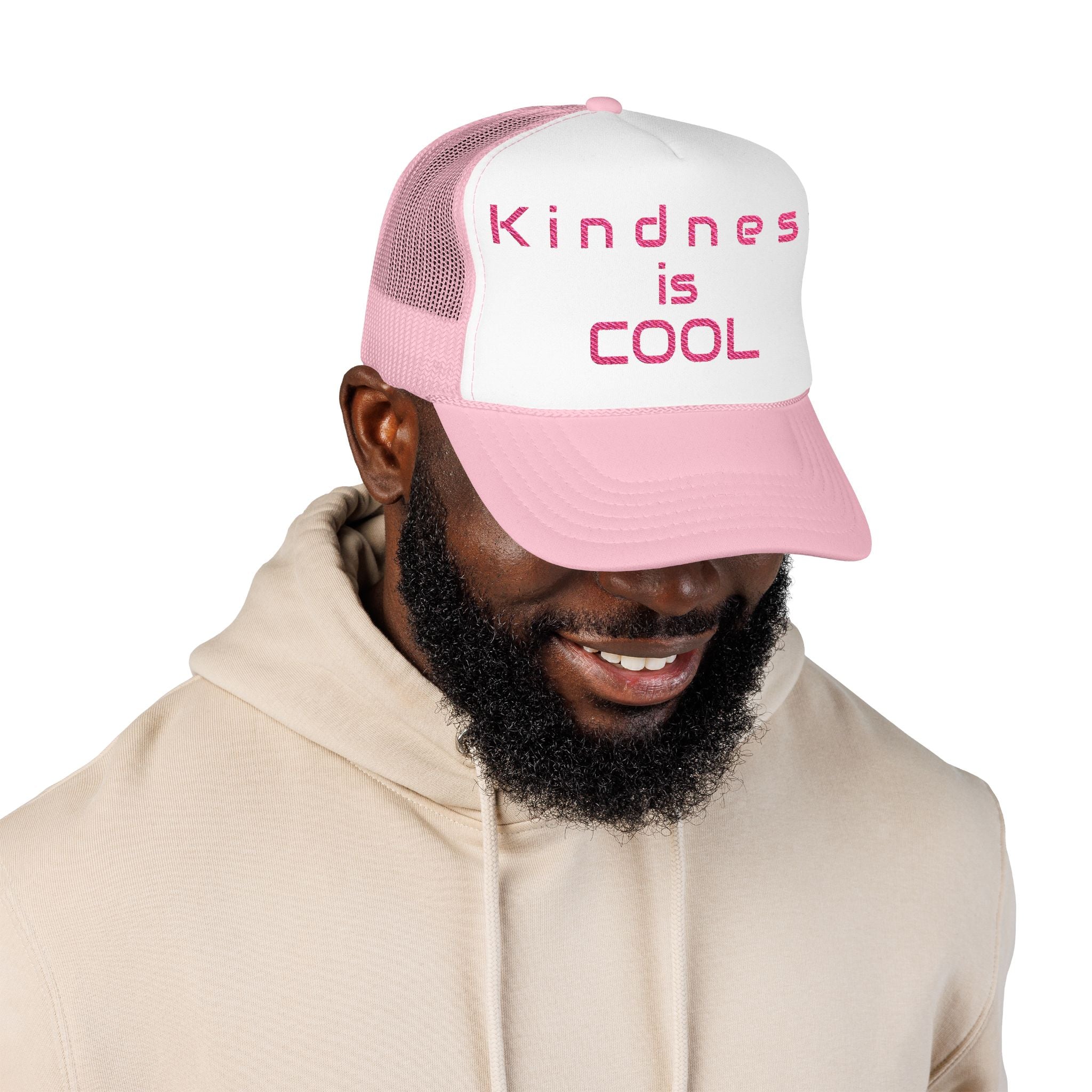Kindness is Cool Foam Trucker Hat, Pink Snapback, Embroidered Cap, Casual Headwear, Gift for Teens, Summer Fashion