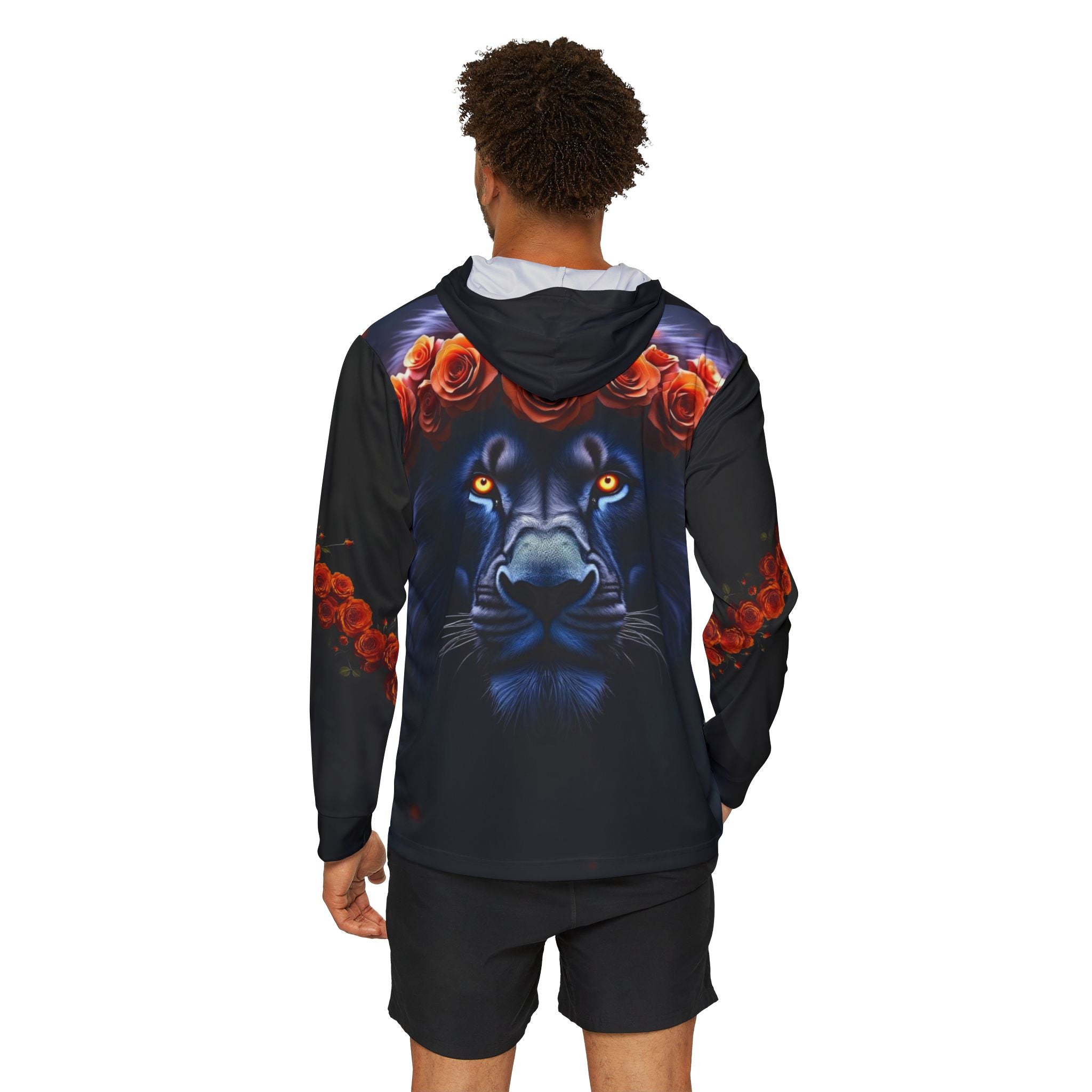 Lion King Orange Wreath Hoodie — Majestic Lion with Rose Wreath